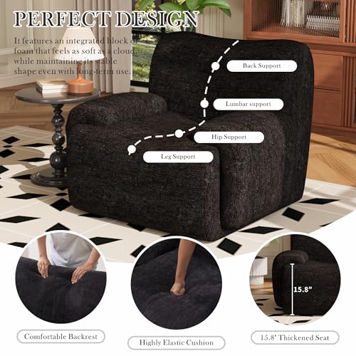 Sillón Plegable Chenille Negro miniatura 4