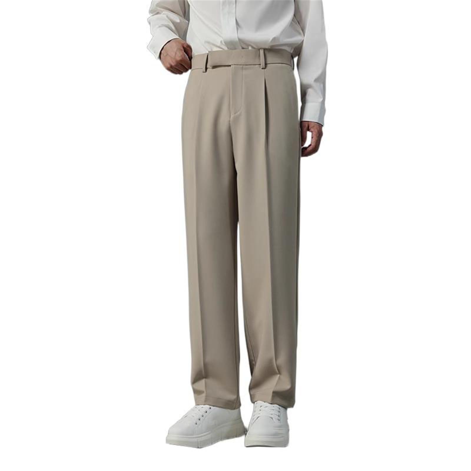 Mens Suit Pants Autumn Casual Straight Leg Loose Office Work Dress Trousers for Men