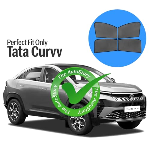 Image of AutoStory Custom Fit Black Mesh Car Sunshade for Tata Curvv | UV & Heat Protection Car Window Curtains | Privacy Car Sun Shade | Breathable Vehicle Specific Side Window Shades