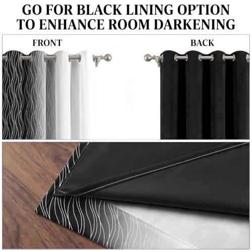 Image of Ultimate Trends Ombre Blackout Curtains for Bedroom Room Darkening Curtains for Living Room,Energy Saving,Thermal Insulated Grommet Window Drapes, Black and Greyish White, 8 FEET,2 Panels