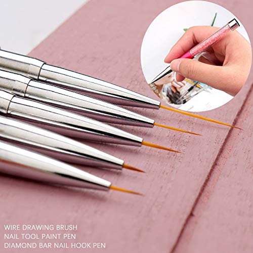 5 Stück Nagel Pinsel Set, Professionelle Nagel liner Pinsel Nagel Design Pinsel, Acryl Pinsel für Gel Nägel Nail Art… – Bild 5