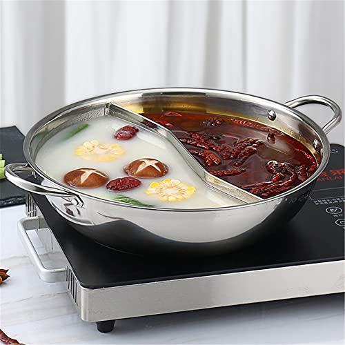 Chinesischer Shabu Shabu Topf Hot Pot mit Trennwand Edelstahl Shabu Shabu Hot Pot für Induktionsherd Gaskocher Doppelseitiges Suppenkochgeschirr (Farbe: Silber, Größe: 28 cm) (Silber 38 cm) 3 Chinesischer Shabu Shabu Topf Hot Pot mit Trennwand Edelstahl Shabu Shabu Hot Pot für Induktionsherd Gaskocher Doppelseitiges Suppenkochgeschirr (Farbe: Silber, Größe: 28 cm) (Silber 38 cm)