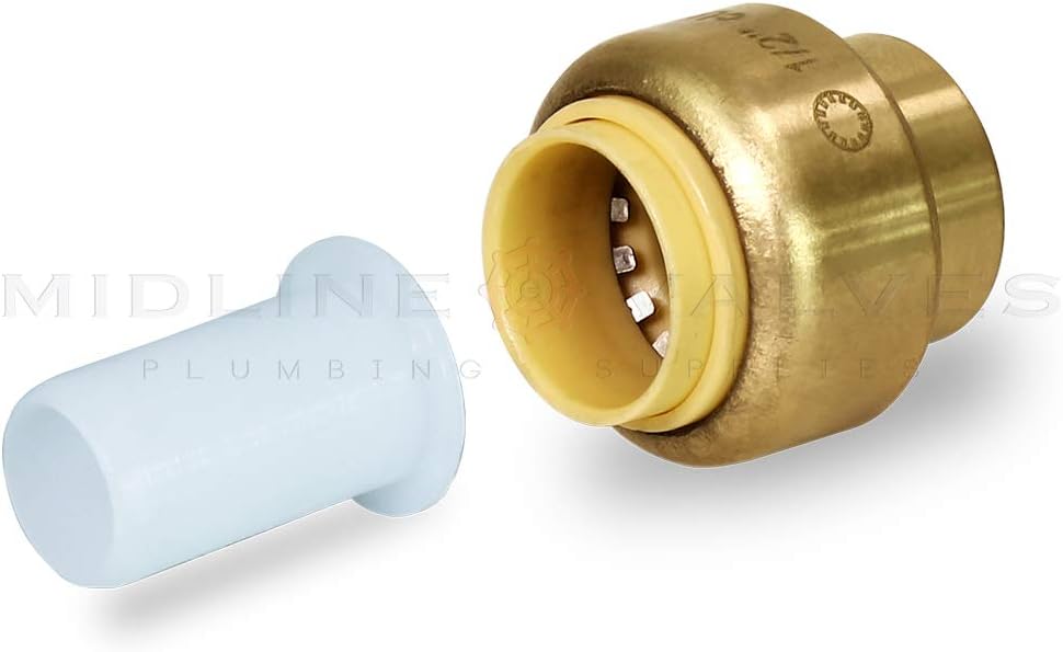 Pushlock UPSE12 Plug End Cap Pipe Fitting Push to Connect Pex Copper, CPVC, 1/2 Inch, Brass