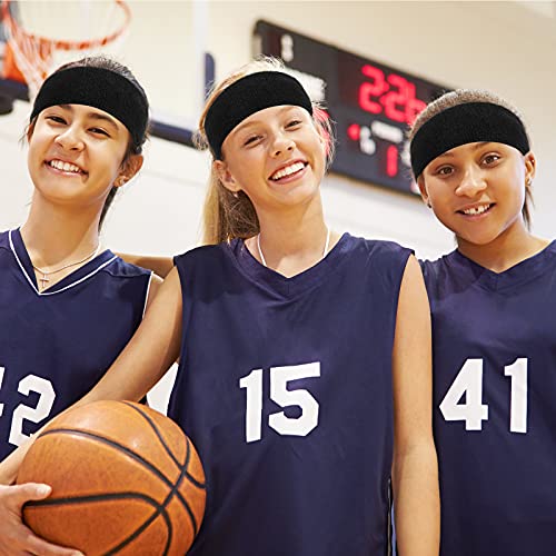 Image of Bememo 12 Pcs Sweatbands Sport Headbands for Men & Women Basketball Headband Sport Competitions Sweat Headbands Running Terry Cloth Moisture Wicking for Yoga,Tennis,Gym,Exercise