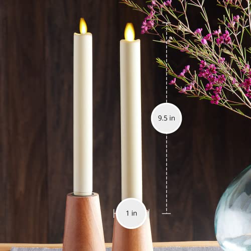 Image of Luminara Flickering Flameless Ivory Taper Candles - Warm LED Light Flame - 2 AA Battery Operated Decor for Dining Room Table Centerpieces, Fireplace Mantel, Dinner Party, Reception - Set of 2 Tapers