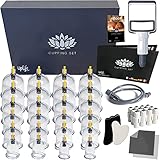 Uplife Schröpfgläser mit Vakuumpumpe (24 Stück) + 2 Jade Gua Sha Steinen + 2 Mikrofasertüchern | Deutsche Bedienungsanleitung |schröpfgläser silikon Cupping Schröpfen
