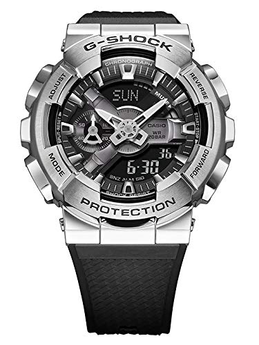 Casio G-Shock GM-110-1ADR Silver Analog-Digital Dial Black Resin Strap Men's Watch Shock And 200M Water Resistant G1051 - Image 2
