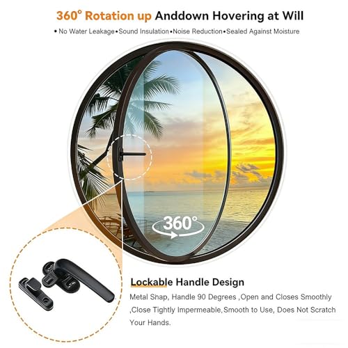 Ventana abatible 360° tipo ojo de buey con cristal transparente 6