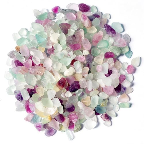 DEEDOCHY Aquarium Gravel,Rocks for Plants Indoor,0.44lb Fluorite Aquarium Gravel Rocks,Crystal Chips Stone Crushed Quartz for Crafts, Vases Filler, Succulent Plants, Aquarium Gravel Rocks (Fluorite)