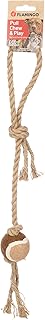 Flamingo Jouet Chien – Kush Corde à Tirer avec Balle Brun – 46×4,8×4,8 cm – Chanvre & Caoutchouc – Poignée – Soin Dentaire
