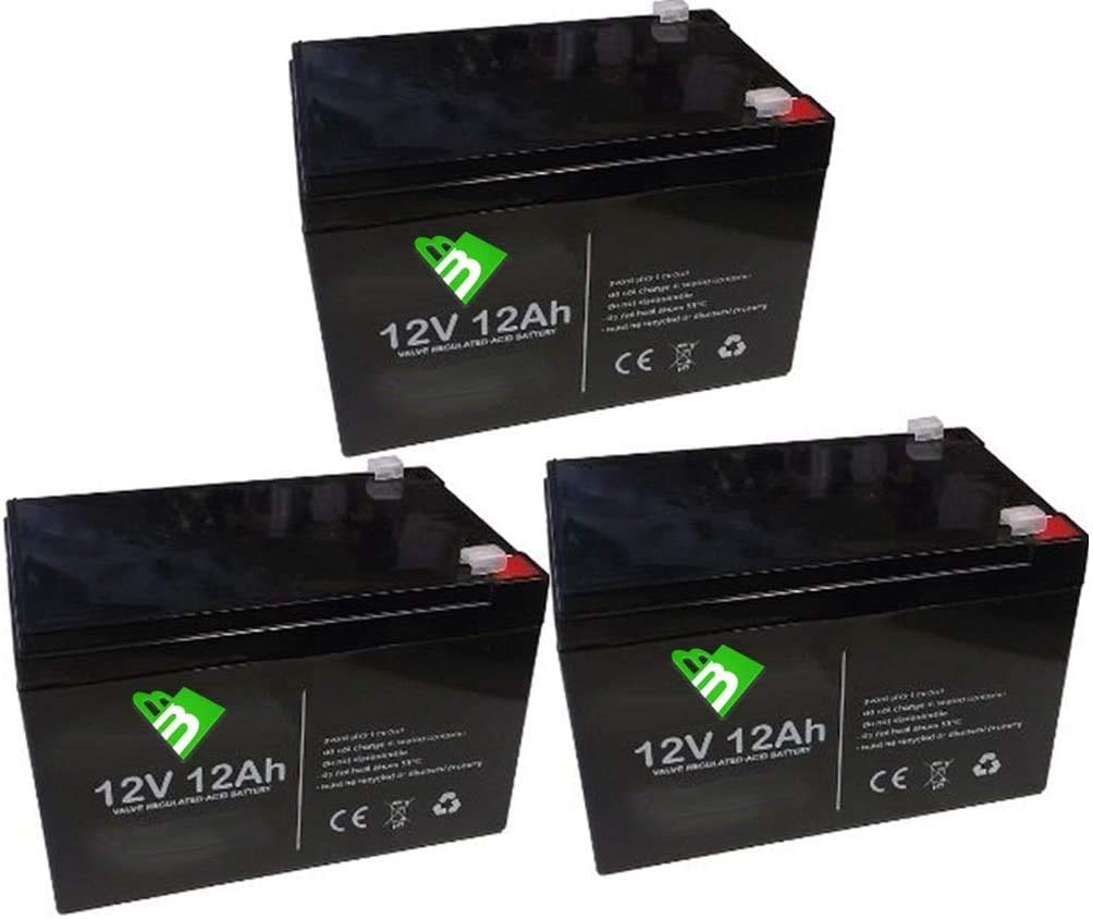 KIT 3X BATTERIA AL PIOMBO CICLICA 12V 12AH RICARICABILE PER BICI ELETTRICHE 36V 12AH