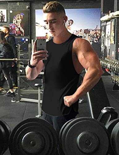 COOFANDY Tanktop voor heren, 3-delige set, fitness, sport, mouwloos, voor work-out, gym, bodybuilding, mouwloos spiershirt - Image 3