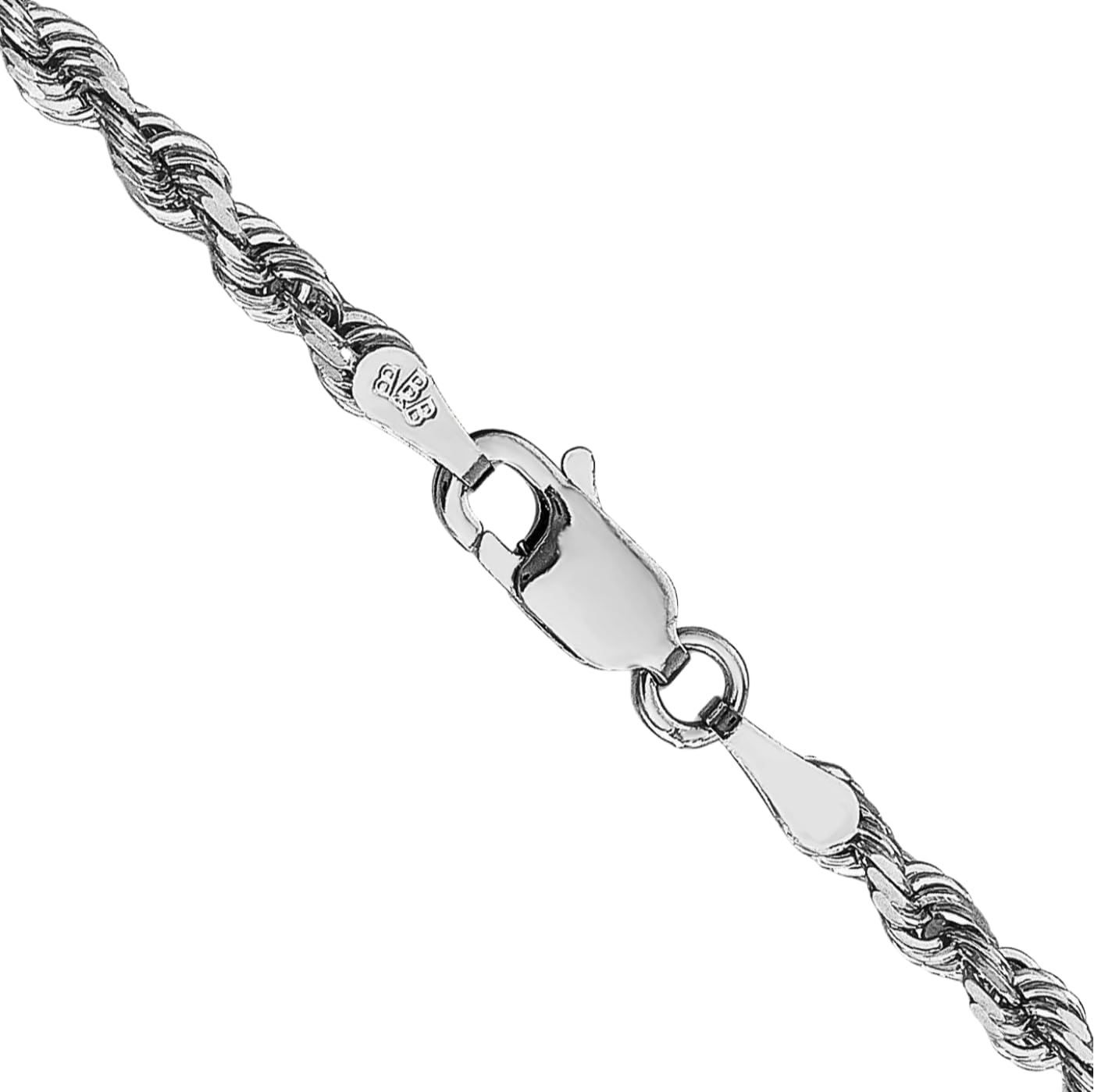 IceCarats 10K Solid White Gold 3mm Quadruple Rope Chain Necklace Diamond Cut