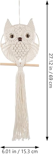 Miniatura 2 de GANAZONO Decoración para colgar en la pared del búho, tapiz bohemio de macramé, tejido hecho a mano, colgadores para dormitorio, sala de estar,