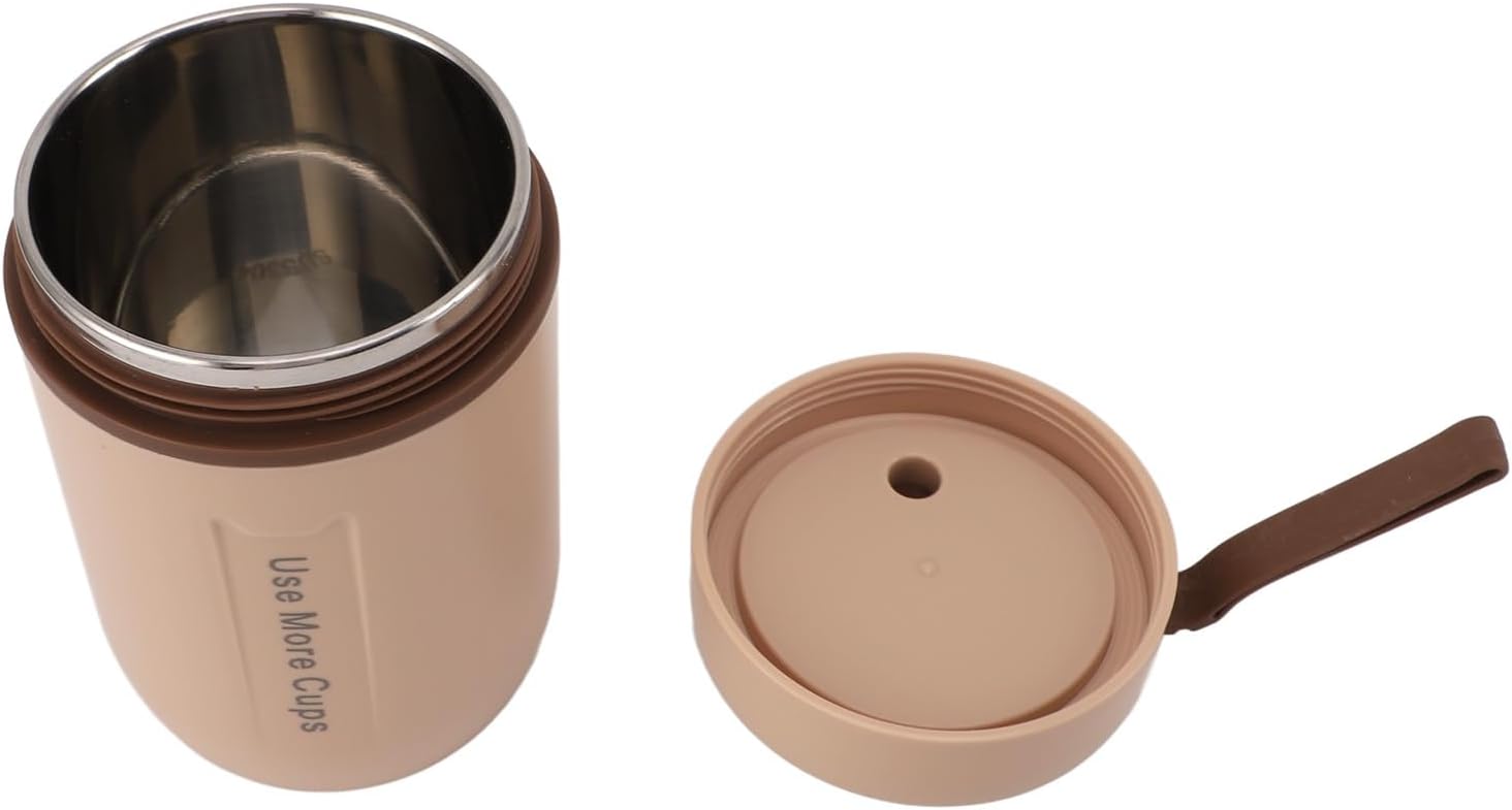 CCYLEZ Insulated Food Jar, Excellent Insulation 304 Stainless Steel 600ml Portable Wide Mouth Food Jars for School (Khaki)