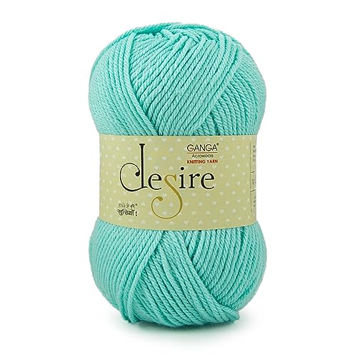 Image of Ganga Acrowool Desire 100% Acrylic Aran Weight Yarn (Pack of 1 ball - 100g) - approx. 200mtr Premium Knitting & Crochet Yarn for Winter Sweaters, Scarves, Blankets | Medium Weight 4, UK 5 (5.5mm) Needle & UK 3 (6.5mm) Hook | Hypoallergenic, Hand Wash (Multicolor) (DSR005 - Aqua)