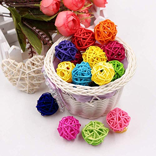 VUAOHIY 100 Pieces Bird Toy Rattan Balls Parrot Wicker Ball Birds Toy Parakeet Chewing Toys Pet Cage Bite Toys for Parakeet Budgie Cockatoo Decoration DIY Party Wedding 30mm Multi-Colored (100 Pcs) - Thumbnail 5