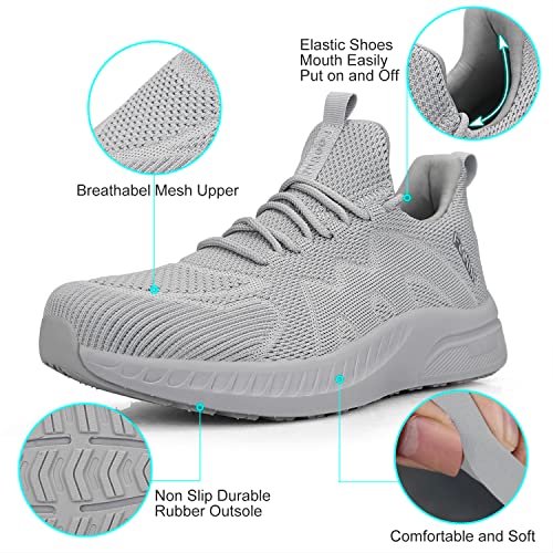 Image of Feethit Mens Non Slip Walking Sneakers Athletic Gym Tennis Running Shoes | Slip on Shoes,Lightweight,Breathable,Comfortable Workout Sneakers,For Daily Activities