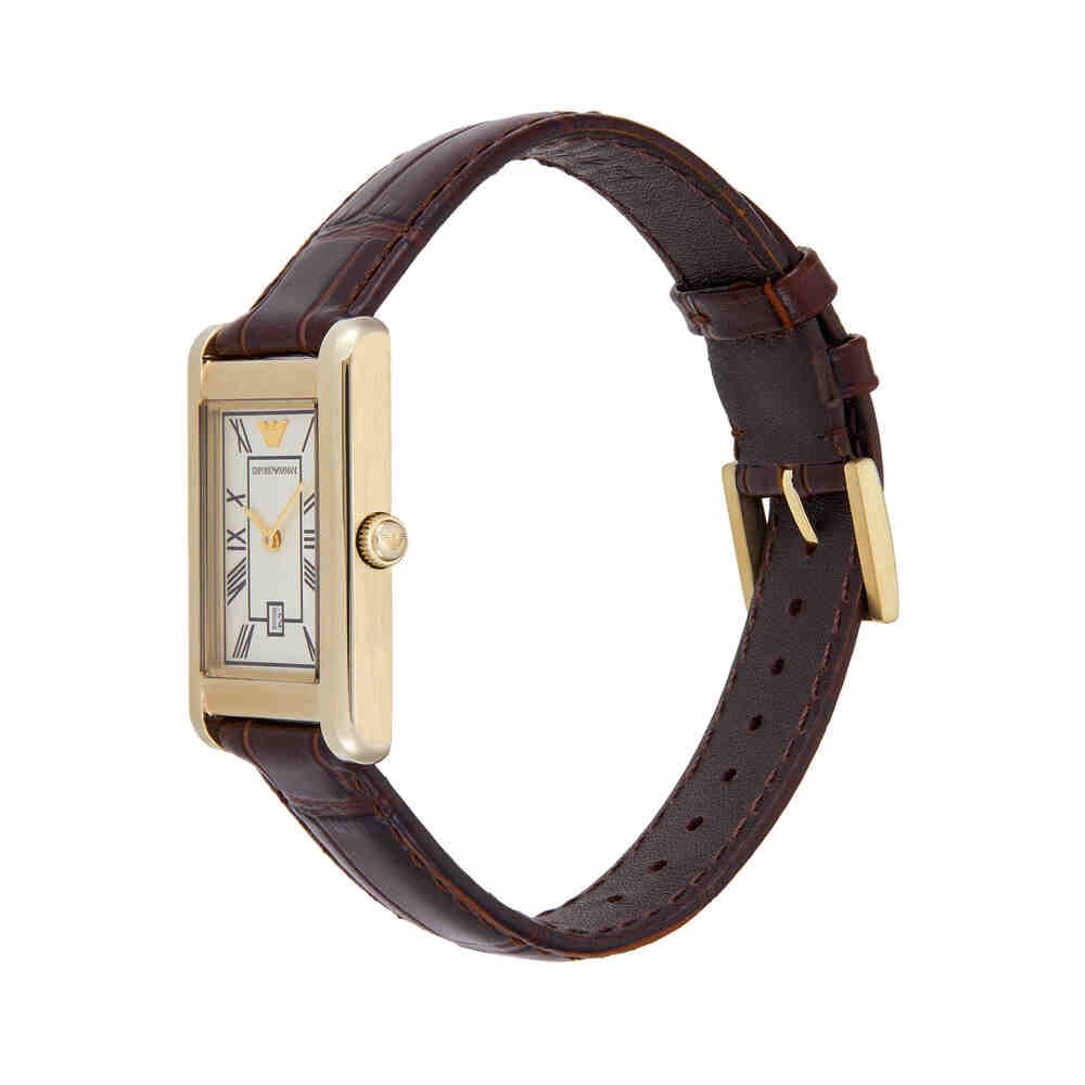 EMPORIO ARMANI Watch For Men, Quartz Two Hand Movement and 25mm Case Size with Stainless Steel or Leather Strap