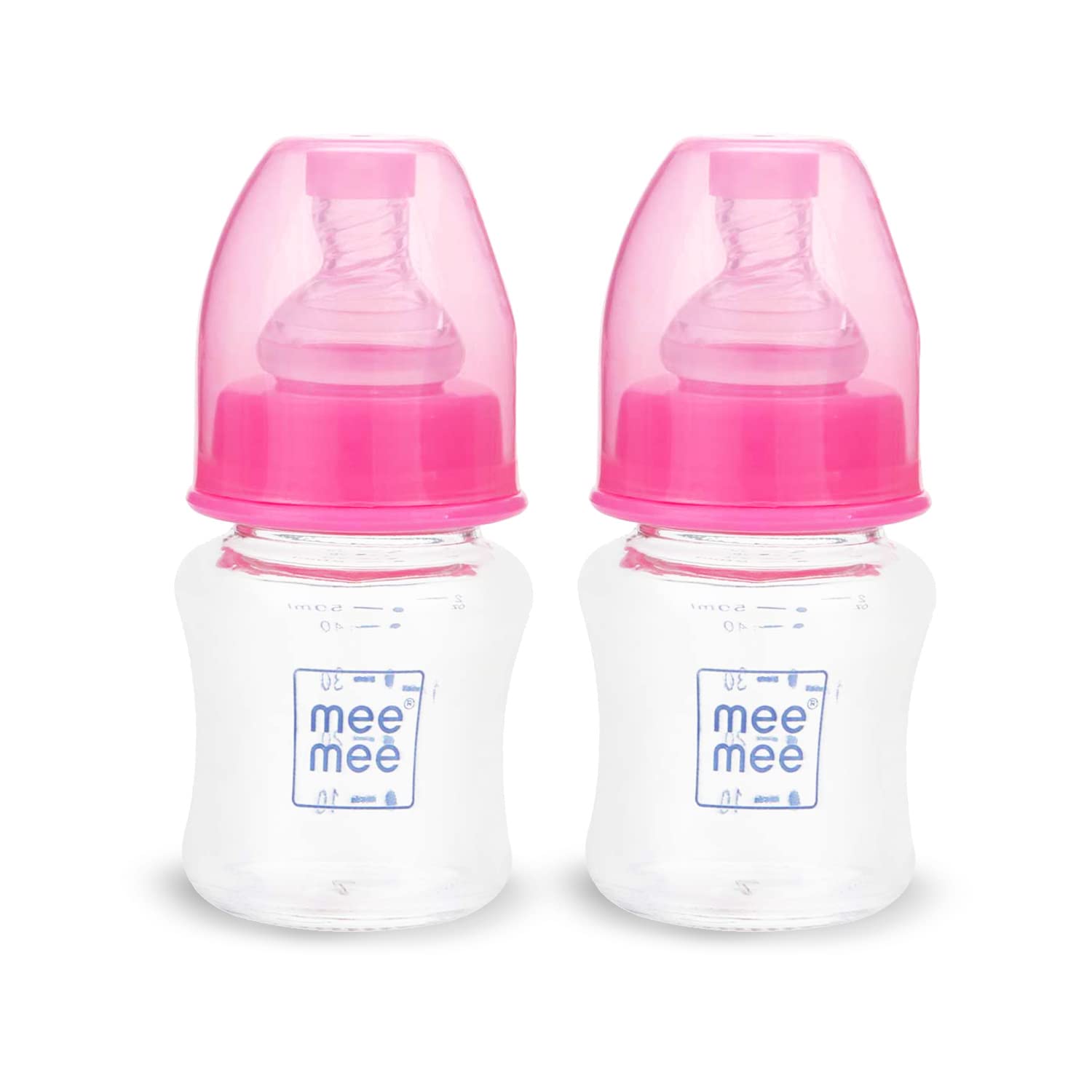 Mee Mee Premium Baby Feeding Bottle, 60Ml, Pink (Pack of 2)
