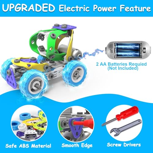 10 in 1 Electric STEM Toys for 5 6 7 8 Year Old Boys Girls, Educational Building Stem Toys for Kids 6-8 8-10 Construction Toy for Boys Ages 4-8 Stem Engineering Activities Christmas Birthday Gift - Image 3