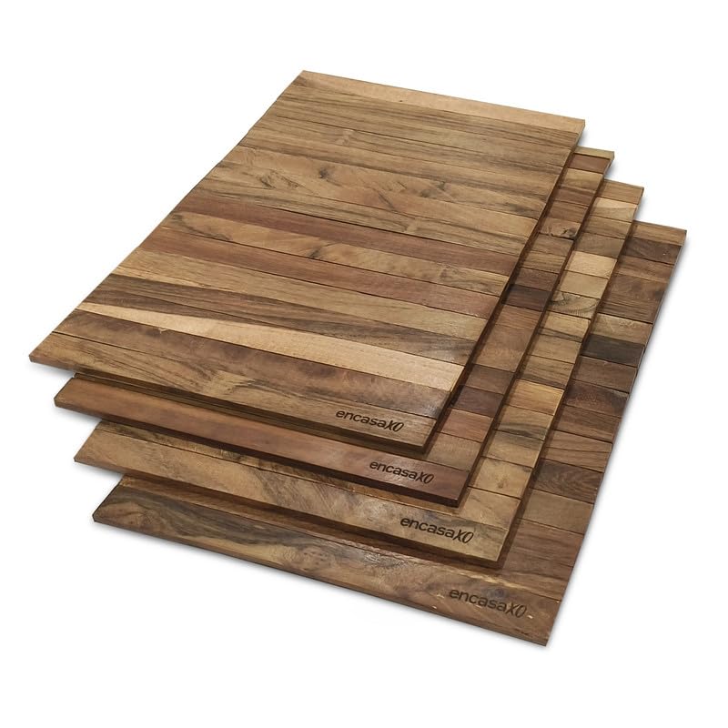 Encasa XO Rectangular Brown Wooden Tray for Sofa Armrest Serving Coaster I Rollable Mat for Dining Table, Hot Pot Holder 42x27 cm, (Set of 4) (B0DGQ22PD6) Amazon Price History, Amazon Price Tracker