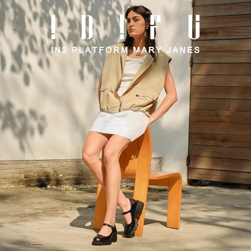 IDIFU IN2 Platform Mary Janes Shoes Closed Round Toe Low Short Block Chunky Thick Heels Wedding Prom Formal Work Graduation Dress Shoes for Women Comfortable Cute Vintage Oxfords Uniform Dressy Pumps2