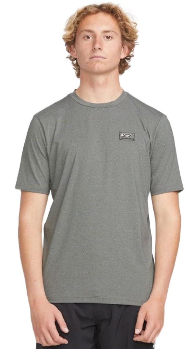 Volcom Men's Standard UPF 50+ Short Sleeve Loose Fit Rashguard Rash Guard Shirt, Modstone Heather Grey, S
