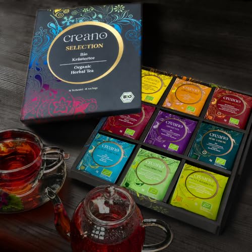 Image of Creano Organic Herbal Tea Gift Set Grey - 45 Organic Tea Bags in 9 Different Varieties - 90 g