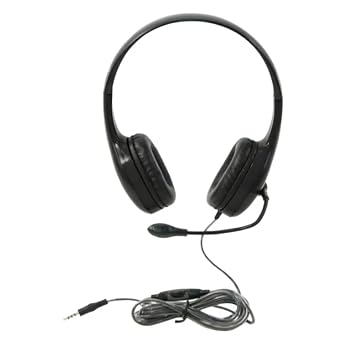 Califone On-Ear Headset with Gooseneck Microphone, 3.5mm, Black
