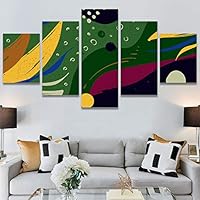 SIGNWIN 5 Panel Canvas Wall Art Modern Art Abstract Contemporary Edgy Mixed Media Multicolor Patterns for Home Decorations Ready to Hang - 60