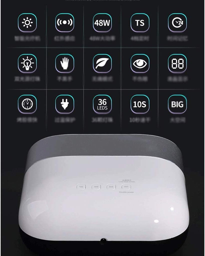 LED Gel Nail Lamp Dryer, Timer Setting, 36 LED Lights, 48W, White