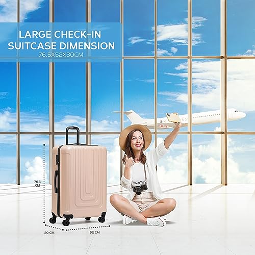 Flight Knight Premium Lightweight Suitcase Built In Tsa Lock 8 Spinner Wheels Abs Hard Shell Check In Highly Durable Luggage Large 765x52x30cm