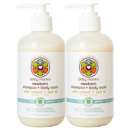 Baby Mantra 2-in-1 Shampoo and Body Wash - EWG Verified Bath Soap for Infants, Toddlers, and Kids with Sensitive Skin, 8 Ounce Pump Bottle (Pack of 2)