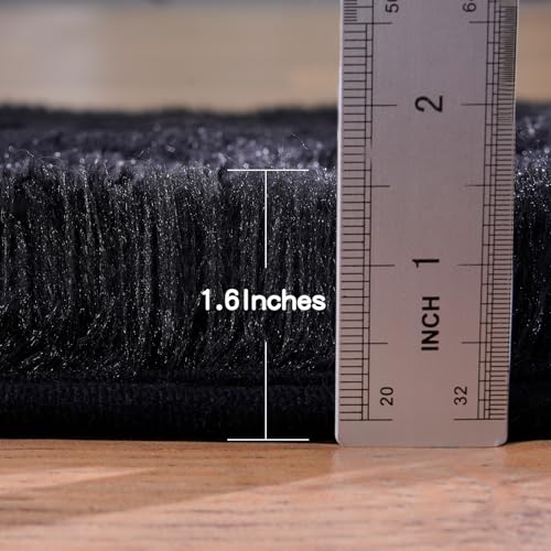KING DARE Throw Rugs for Bedroom, 2x3 Area Rug for Dorm, Small Black Rug Fluffy Shaggy Plush Carpet Fuzzy Shag Non-Slip Washable Soft Rug for Bedside Closet Girls Boys Room Indoor Decor