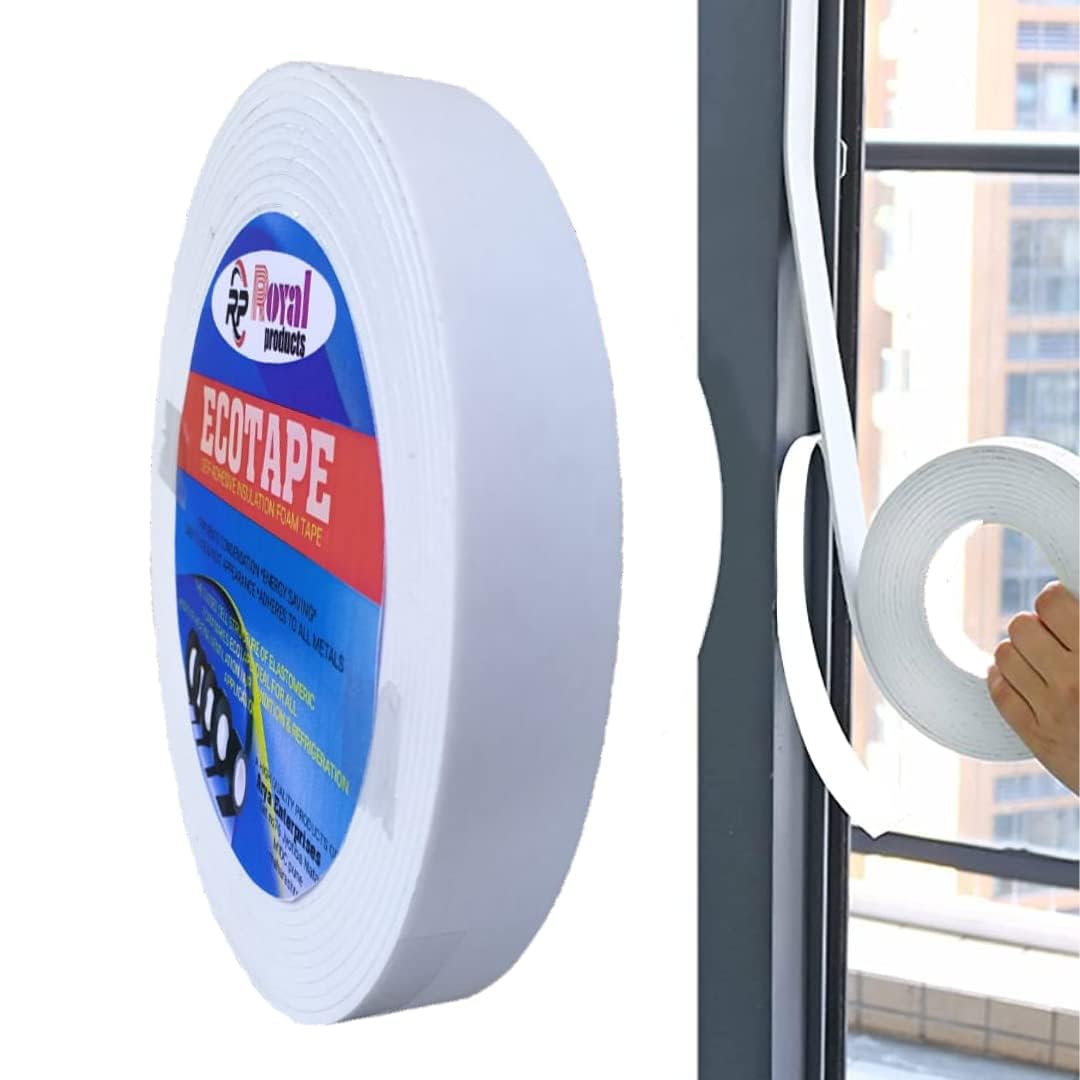 Royal Products 10 Mtr Premium Single-Sided High-Density Foam Tape for Weatherproofing & Soundproofing | Door & Window Insulation (30 mm"3mm thickness) - Pack of 1 Royal Products 10 Mtr Premium Single-Sided High-Density Foam Tape for Weatherproofing & Soundproofing | Door & Window Insulation (30 mm"3mm thickness) - Pack of 1