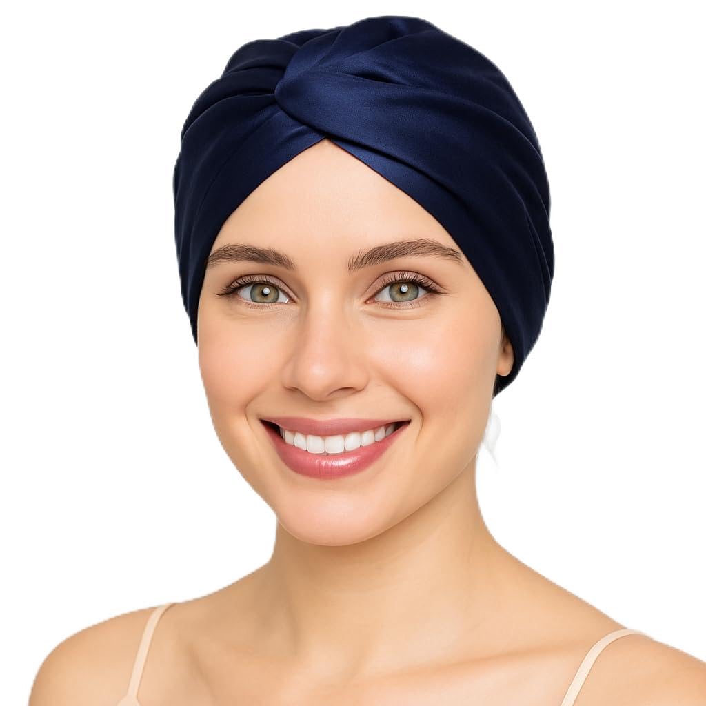 Ade'Soie I turbante donna 100% seta di gelso 22 momme grado 6A I accessorio per la cura dei capelli notte e giorno I berretto in seta regolabile per tutti i tipi di capelli