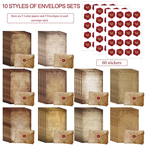Image of TaoBary 160 Pcs Vintage Antique Stationery Paper and Envelopes Set