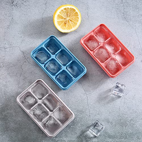 Bandejas de cubo de gelo (conjunto de 3), bandeja de silicone para congelador com tampa, moldes de c