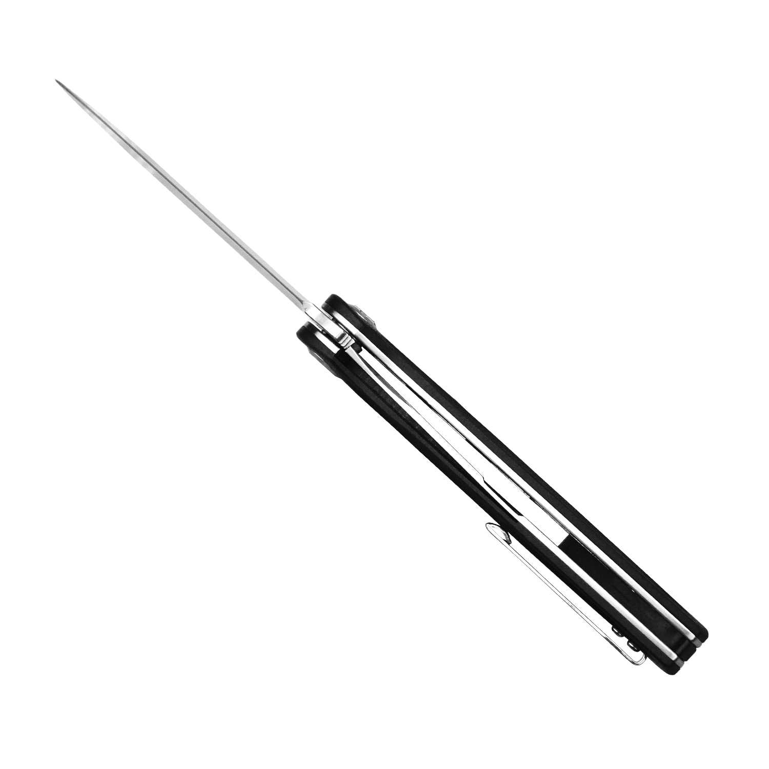 Harnds Cuchillo plegable para exteriores Assassin Sandvik 14C28N Cuchillo de caza para camping con mango G10 Acabado de la hoja satinado Cuchillo plegable (Negro y satinado/Schwarz+Satin)