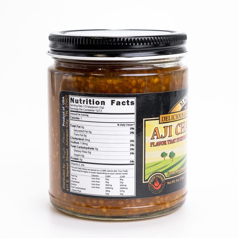 Aji Charapita Chili Pepper Mash by Magic Plant - (9 oz) Medium Heat 30K – 100K SHUs, Exotic Fruity, Citrus Flavor From the Amazon Region | Fresh Pepper Replacement | Gluten Free – non-GMO – Natural