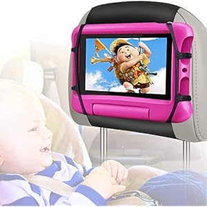 WONNIE Upgrade Tablet Holder for Car, Car Headrest Mount Holder for Backseat, Headrest Mount for Kids Tablets with Anti-Slip Strap & Silicone Holding Net/Fits All 7-12.9” Tablets