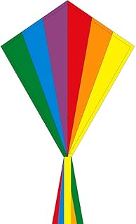 HQ Kites Rainbow Eddy Diamond Kite 28 Inch Single - Line Kite with Tail - Active Outdoor Fun for Ages 5 and Up