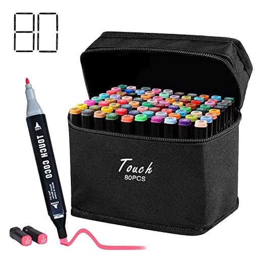 RUN HELIX Alcohol Markers 80 Colors,Dual Tip Markers,Permanent Art Markers for Artists, Alcohol Based Markers Set with Case,Brush & Chisel Tip Sketch Markers for Adults or Kids Coloring