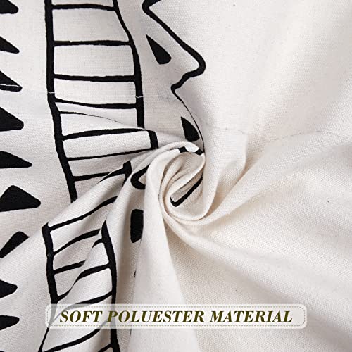 Black And White Boho Tassel Kitchen Valances For Windows, 2 Panels Modern Cotton Linen Farmhouse Rod Pocket Bathroom Curtain Valance Window Treatments For Living Room Bedroom Decor,52’’W X 18’’L #TOP6