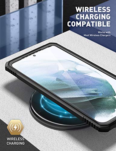 Image of Clayco Polycarbonate Xenon Cover Case for Samsung Galaxy S21 Plus 5G, [Built-in Screen Protector] Full-Body Rugged Cover Case Compatible for Fingerprint Reader, 6.7 inches 2021 Release (Black)