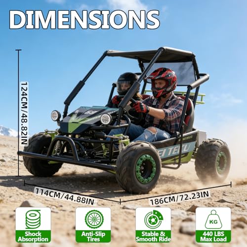 Image of Gas Powered Go Kart, 4 Stroke Go Kart for Adults & Kids with Premium Steel Tubular Frame, Off-Road Kart with 18'' Tires Featuring 4L Tank, Hydraulic /Rear Disc Brake, 30MPH