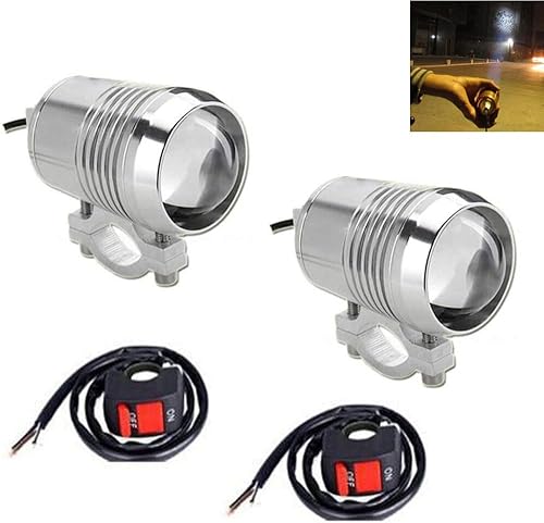 2 luces LED brillantes de trabajo auxiliar para motocicleta de 30 W + 2 interruptores de botón de encendido/apagado, universales para automóvil,