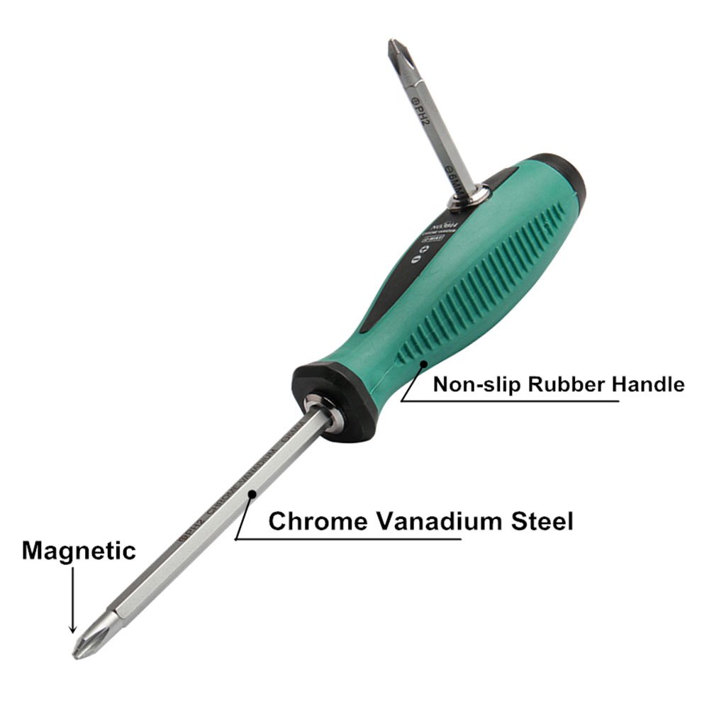 Juego de destornilladores magnéticos de punta larga con cabeza de estrella de Phillips ranurada CR-V, 8028