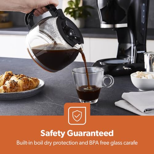 GEEPAS 1.5L Filter Coffee Machine | 800W Coffee Maker for Instant Coffee, Espresso, Macchiato & More | Boil-Dry Protection, Anti-Drip Function, Automatic Turn-Off Feature, Black GEEPAS 1.5L Filter Coffee Machine | 800W Coffee Maker for Instant Coffee, Espresso, Macchiato & More | Boil-Dry Protection, Anti-Drip Function, Automatic Turn-Off Feature, Black